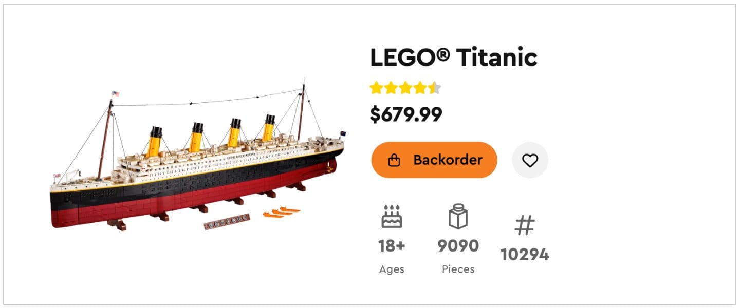 LEGO Titanic em escala detalhada, um dos maiores sets da marca voltado a construtores adultos